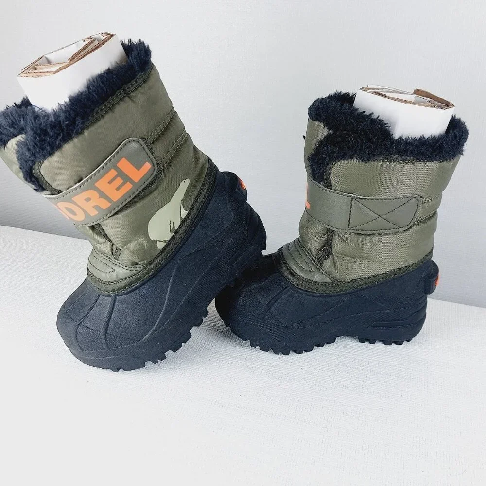 Sorel Boys' Stone Green Alpine Tundra Insulated Snow Commander Winter Boots Sz 7